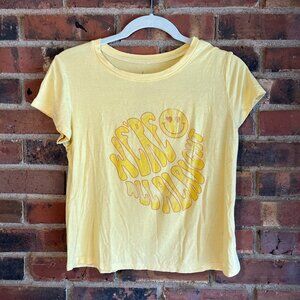 We're Alright! yellow crop tee